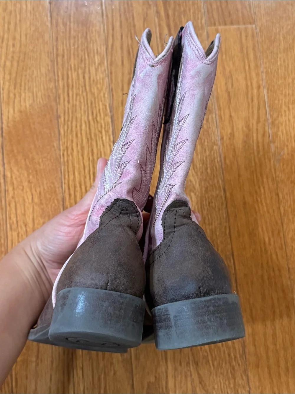 Roper Girls 13 Kids Pink Brown Square Toe Western Cowboy Cowgirl Boots Rodeo